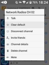 To remove the 'default channel' priority setting, Select the Clear Default function.
